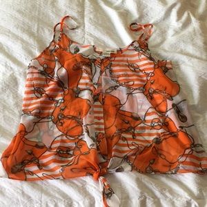 Sans Souchi Orange and White Nautical Tank size M